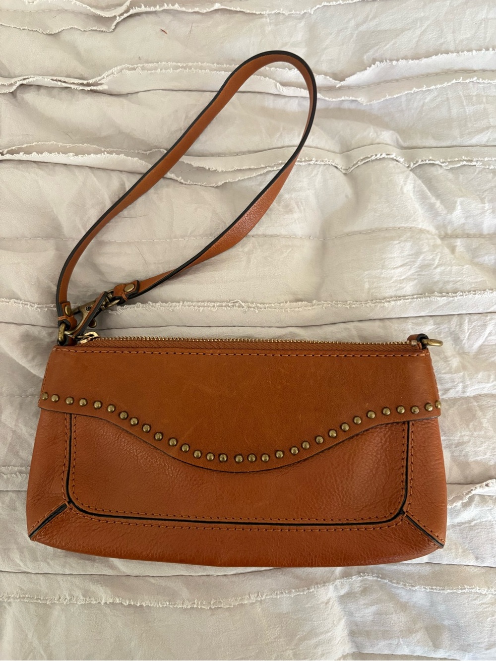 Michael Kors Brown Leather Wristlet Clutch with Stud Accents - Picture 2 of 4